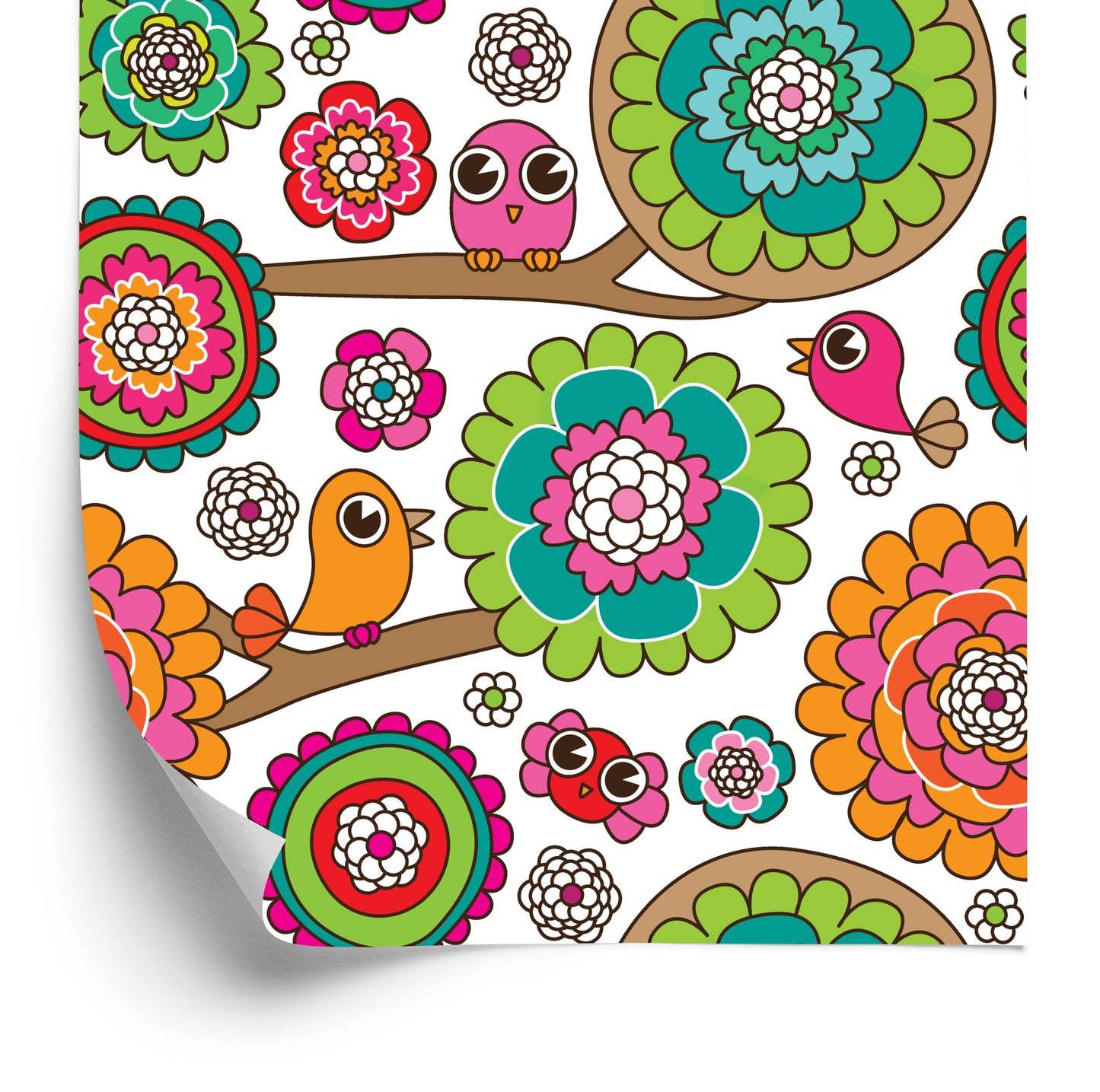 Wallpaper For Girl In Birds Tree Flowers