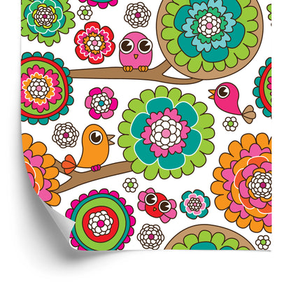 Wallpaper For Girl In Birds Tree Flowers