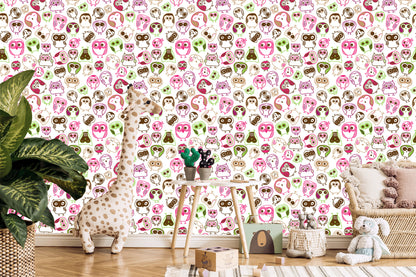 Wallpaper For Girls' Room Colorful Owls Birds