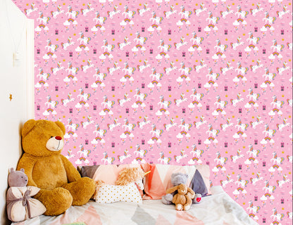 Wallpaper Girls' Room. Unicorns. Clouds