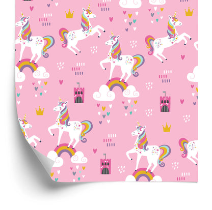 Wallpaper Girls' Room. Unicorns. Clouds