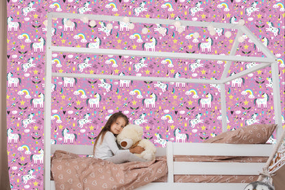 Wallpaper The Clouds Unicorns To Girls' Room