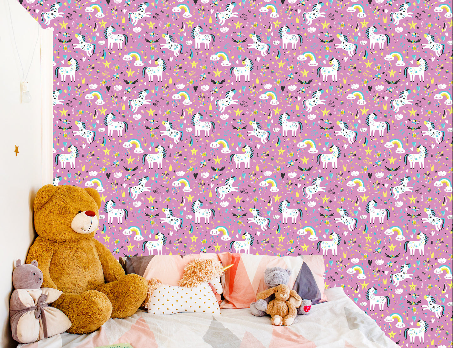 Wallpaper The Clouds Unicorns To Girls' Room