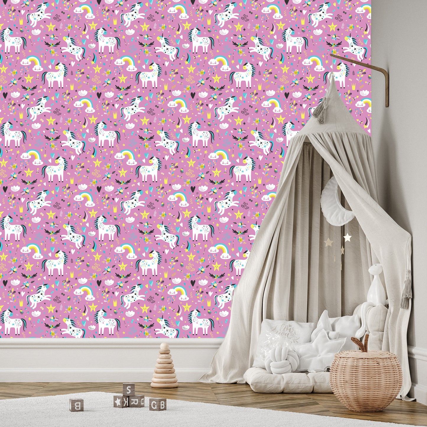 Wallpaper The Clouds Unicorns To Girls' Room