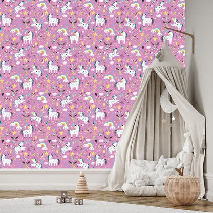 Wallpaper The Clouds Unicorns To Girls' Room