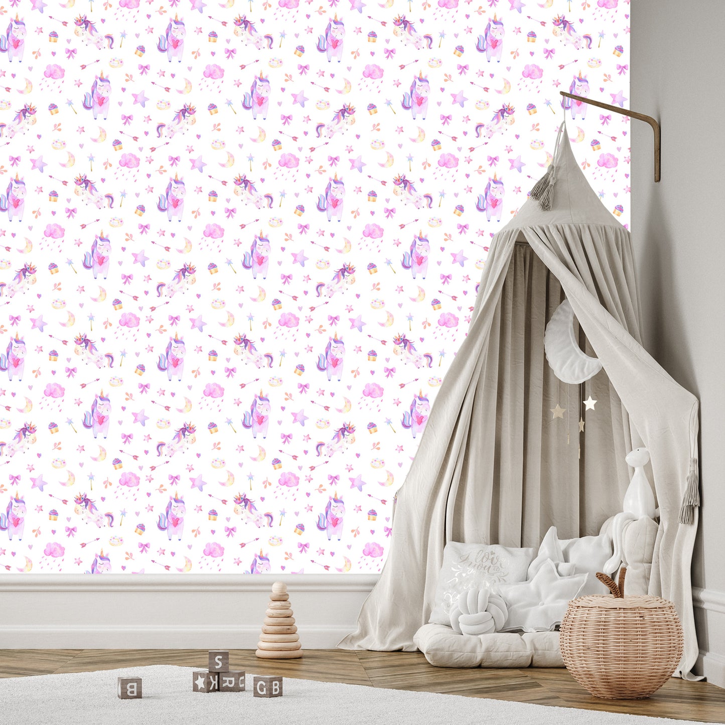 Wallpaper For A Girl Unicorns Bows And Donuts