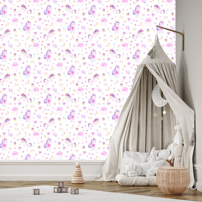 Wallpaper For A Girl Unicorns Bows And Donuts