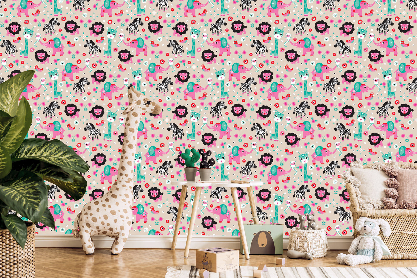 Wallpaper For Girl Safari Zebras Lions Elephants