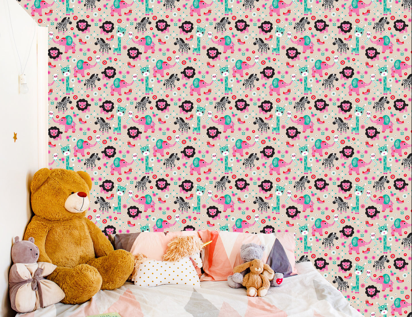 Wallpaper For Girl Safari Zebras Lions Elephants
