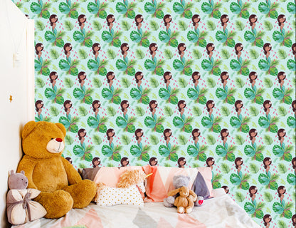Wallpaper Mermaids. Flowers. Leaves