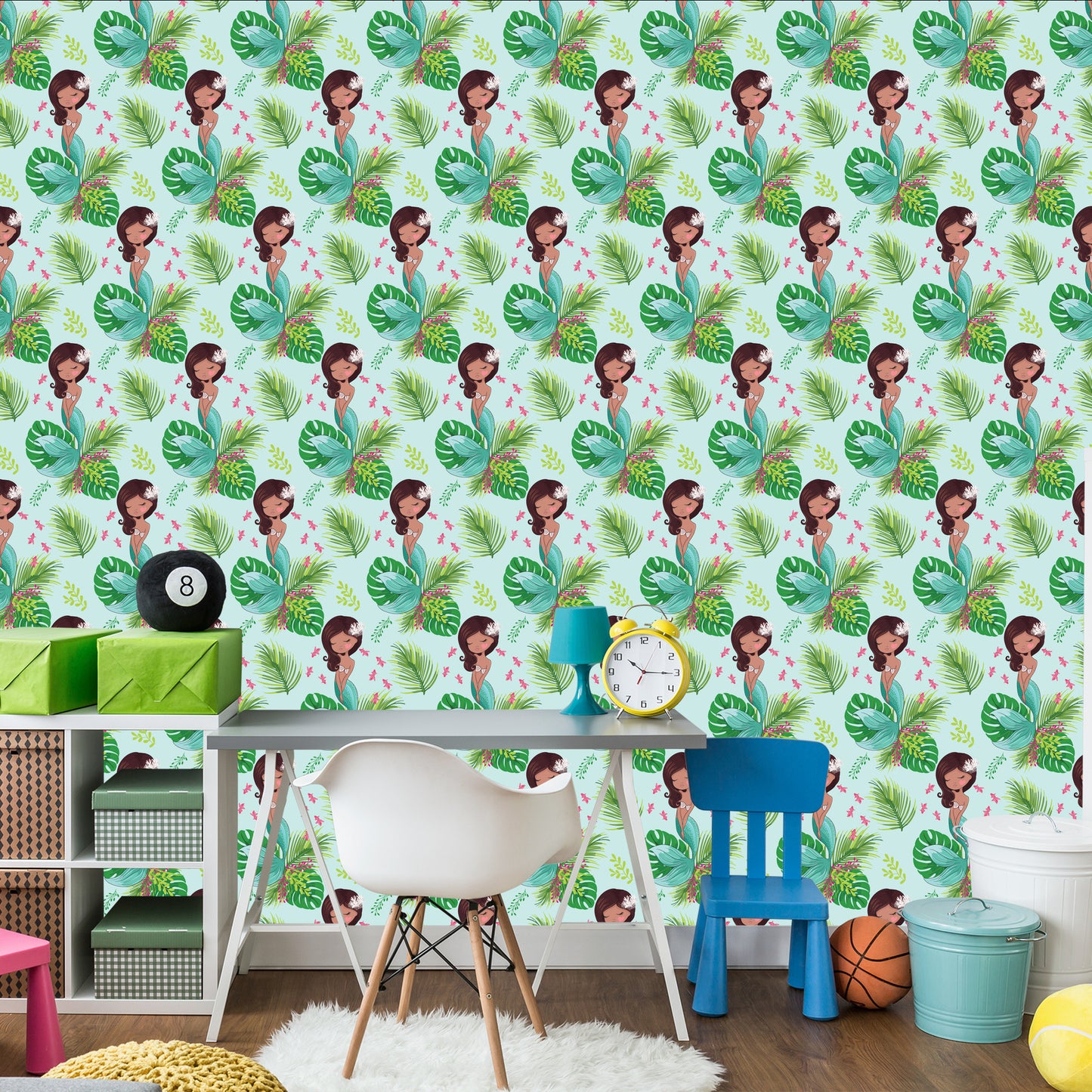 Wallpaper Mermaids. Flowers. Leaves