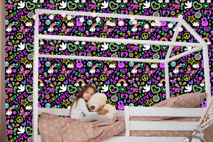 Wallpaper Colorful Girlish Patterns