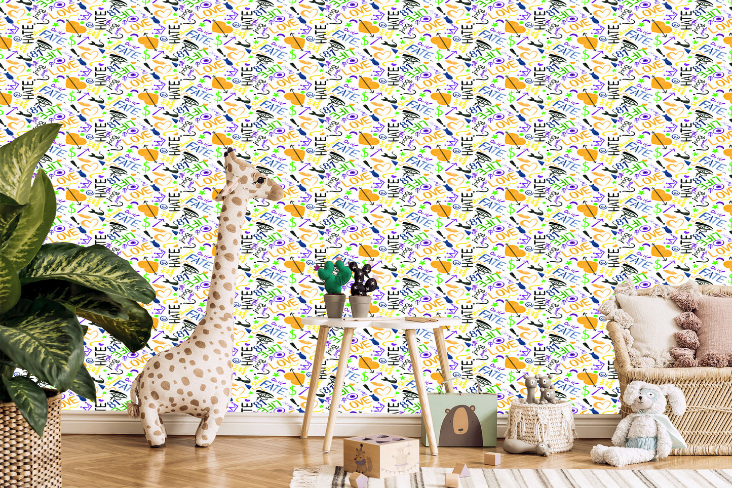 Wallpaper Fashionable Patterns Painted With Watercolor