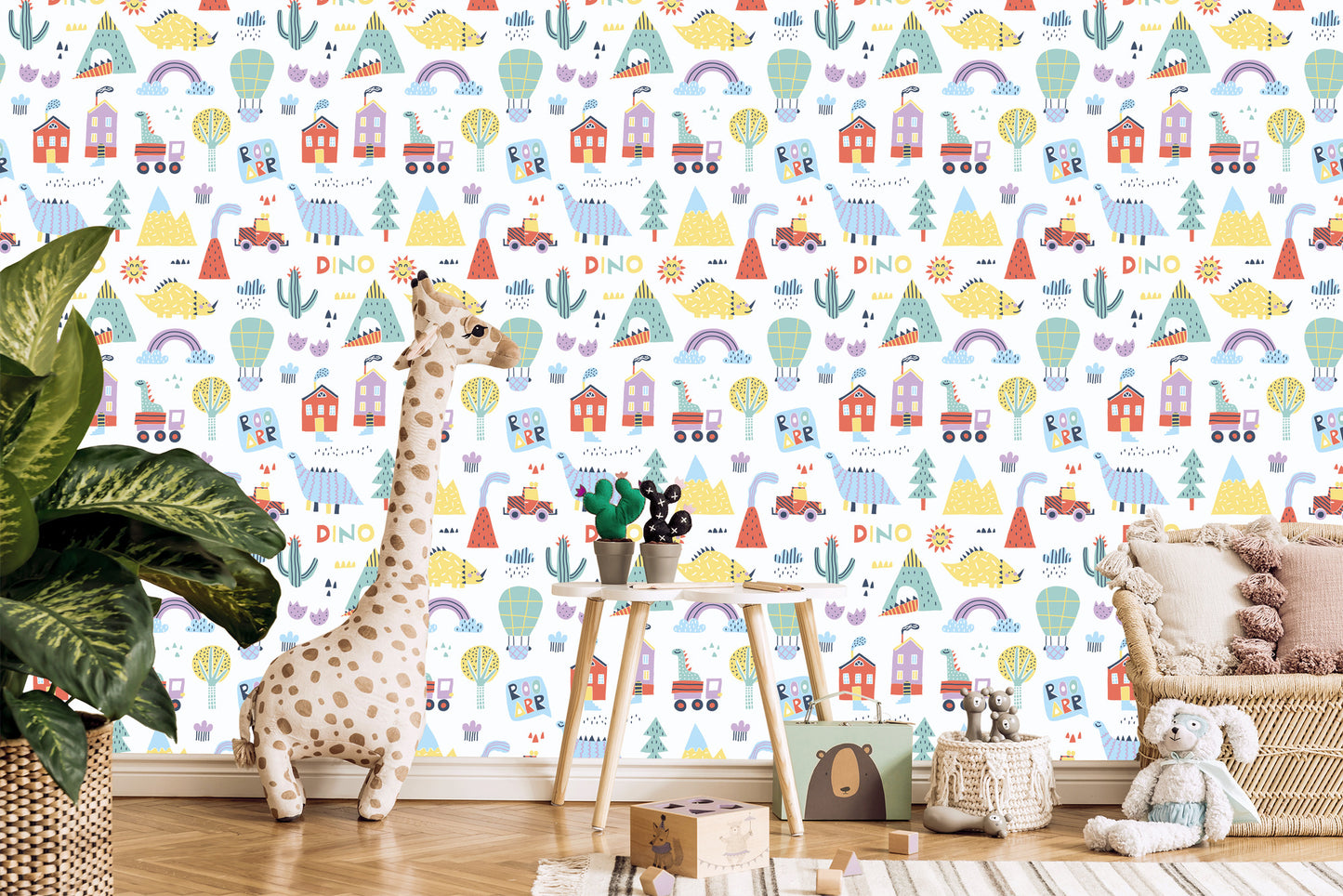 Wallpaper For A Boy Colorful Dinosaurs Tree Top