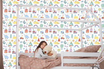 Wallpaper For A Boy Colorful Dinosaurs Tree Top