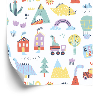 Wallpaper For A Boy Colorful Dinosaurs Tree Top