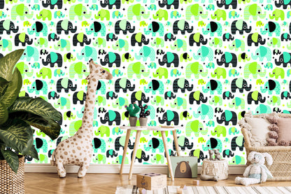 Wallpaper For Boy's Room Colorful Elephants
