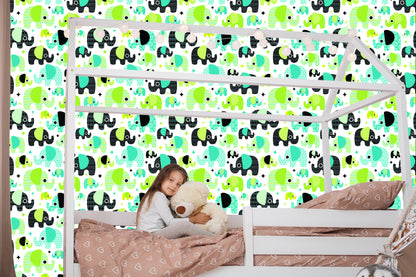 Wallpaper For Boy's Room Colorful Elephants