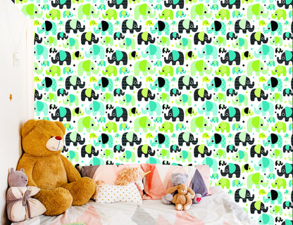 Wallpaper For Boy's Room Colorful Elephants