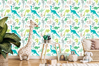 Wallpaper The Colorful Dotted Dinosaurs A Boy's Room