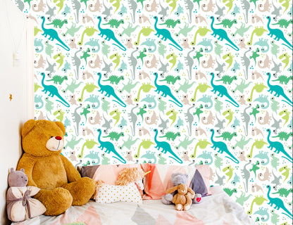 Wallpaper The Colorful Dotted Dinosaurs A Boy's Room