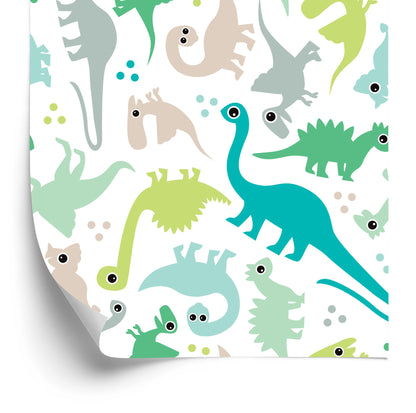 Wallpaper The Colorful Dotted Dinosaurs A Boy's Room