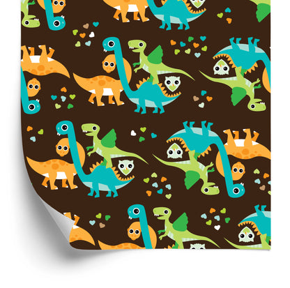Wallpaper Colorful Dinosaurs Birds For Boy's Room