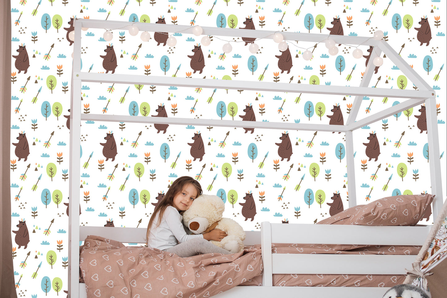 Wallpaper Bears Clouds Tree Boy Room