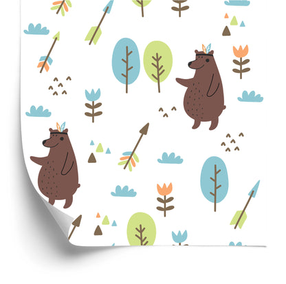 Wallpaper Bears Clouds Tree Boy Room