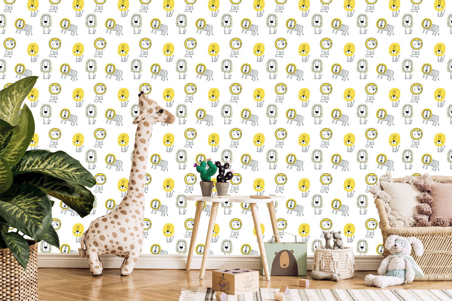 Wallpaper For Boy Pastel Lions Safari Animals