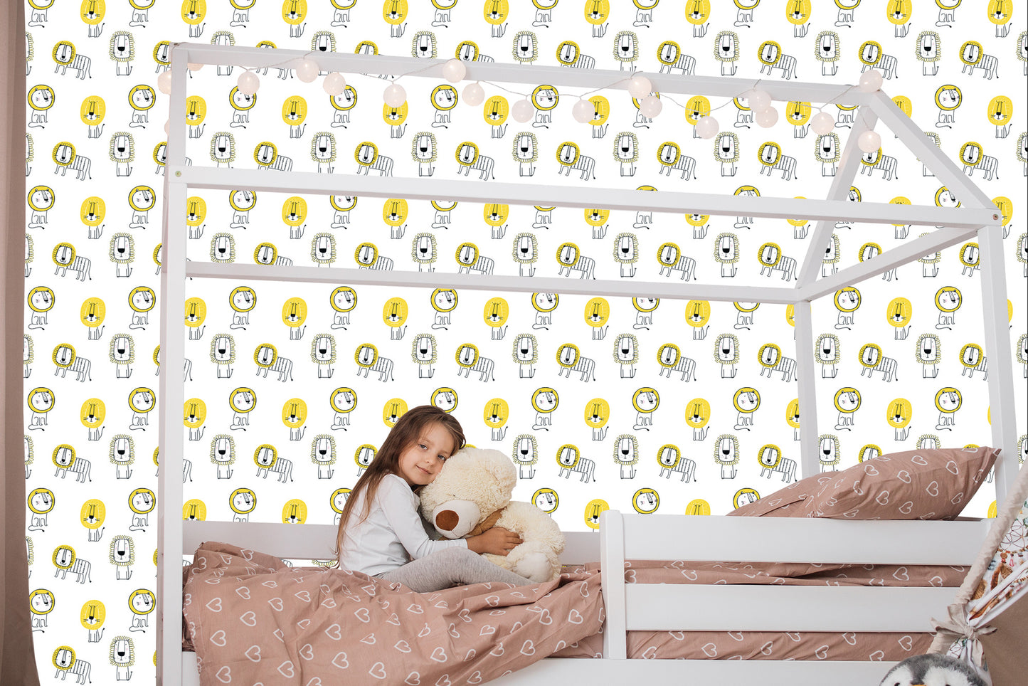 Wallpaper For Boy Pastel Lions Safari Animals