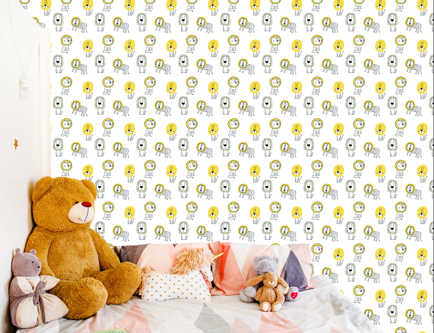 Wallpaper For Boy Pastel Lions Safari Animals