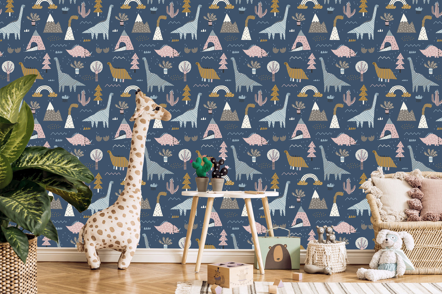 Wallpaper Kids Colorful Dinosaurs Rainbow Clouds