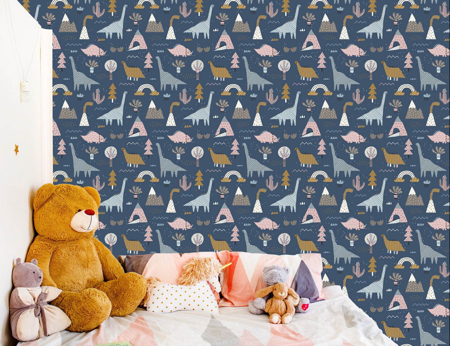 Wallpaper Kids Colorful Dinosaurs Rainbow Clouds