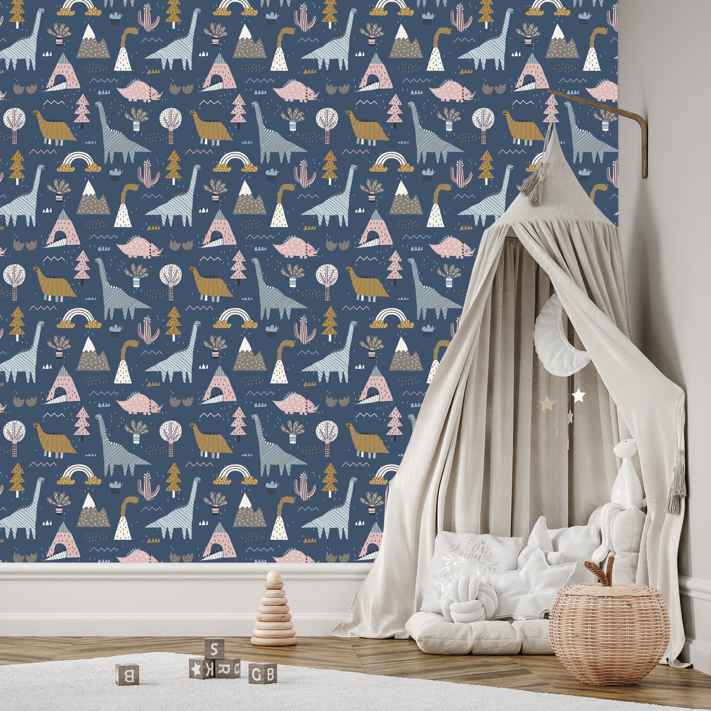 Wallpaper Kids Colorful Dinosaurs Rainbow Clouds