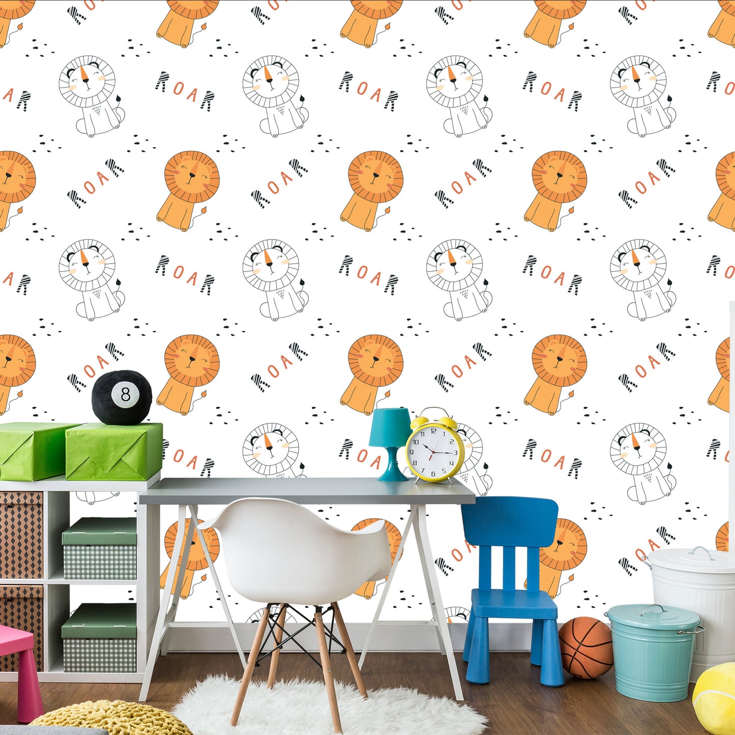 Wallpaper Pastel Lions Pets Boy's Room