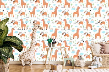 Wallpaper Safari Animals. Lions. Rainbow. Boy's Room