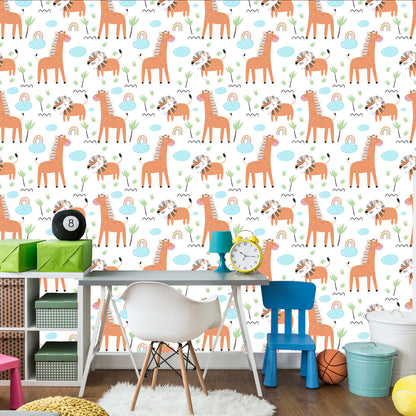Wallpaper Safari Animals. Lions. Rainbow. Boy's Room
