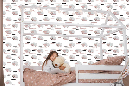 Wallpaper For Boy's Room Hedgehog Animals Clouds
