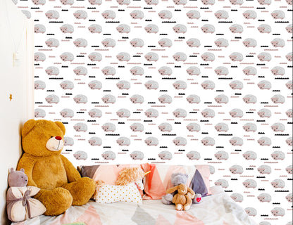 Wallpaper For Boy's Room Hedgehog Animals Clouds