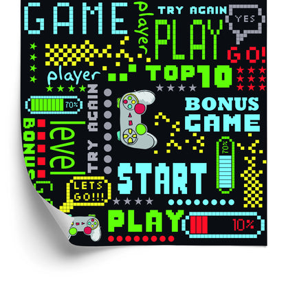 Wallpaper To Boy's Room Colorful Pixelated Inscriptions