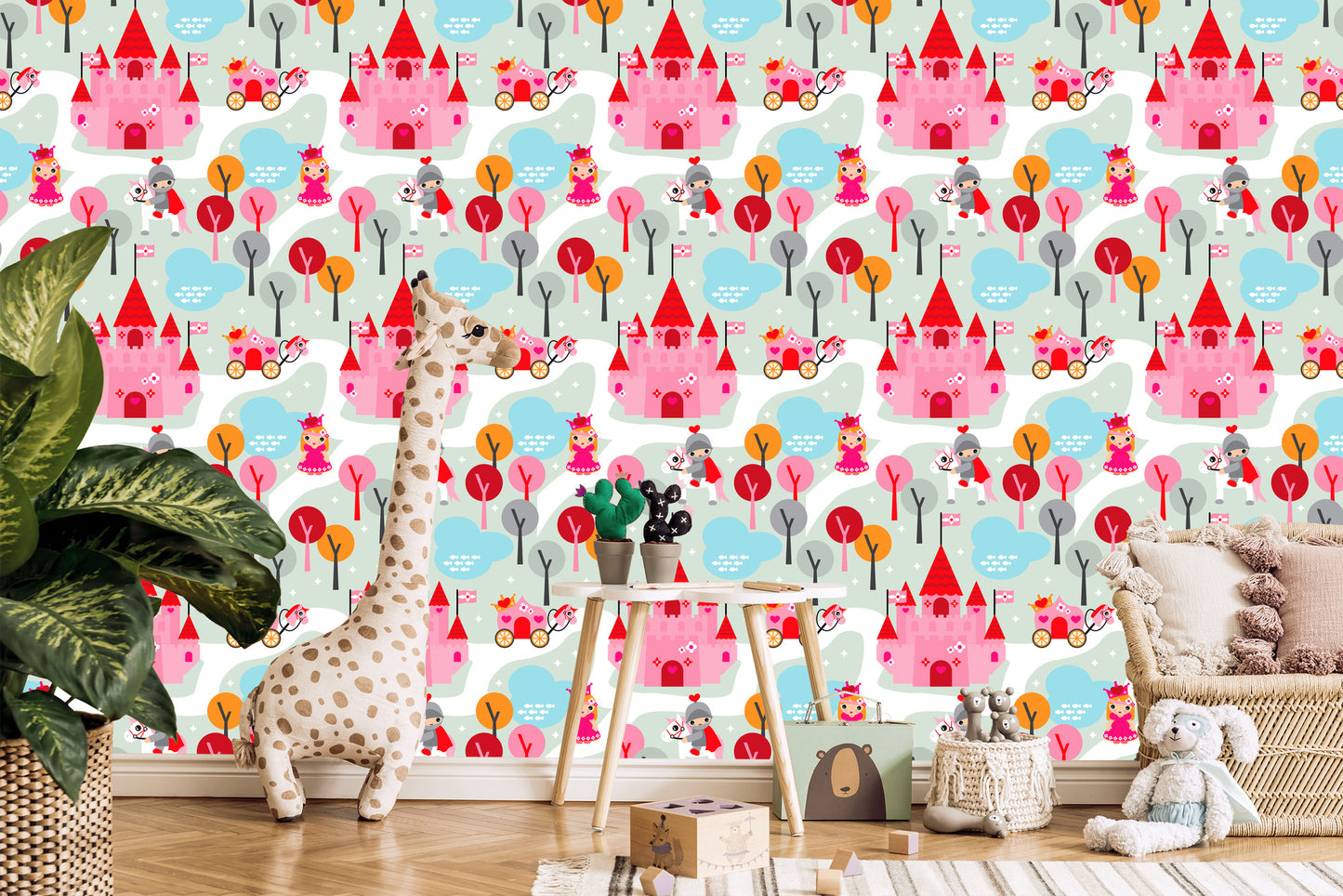 Wallpaper For Children. Princess. Knights. Castle. Horses