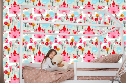 Wallpaper For Children. Princess. Knights. Castle. Horses