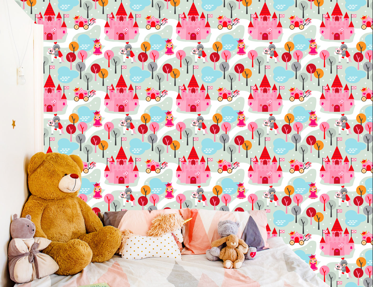Wallpaper For Children. Princess. Knights. Castle. Horses