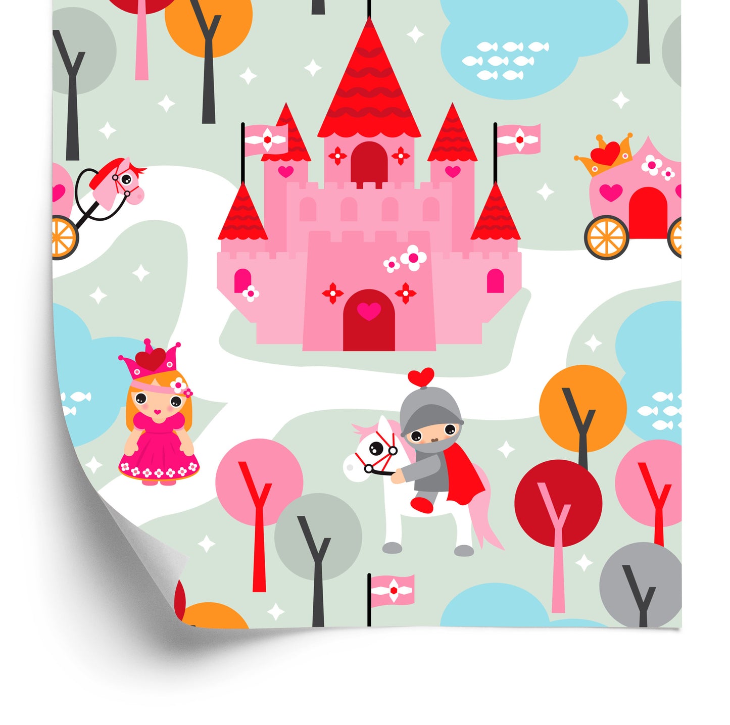 Wallpaper For Children. Princess. Knights. Castle. Horses