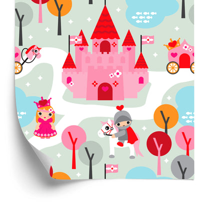 Wallpaper For Children. Princess. Knights. Castle. Horses