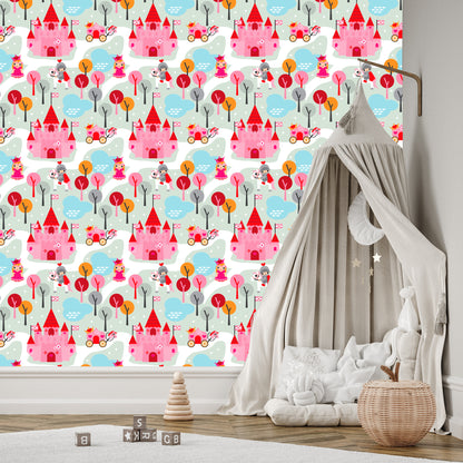 Wallpaper For Children. Princess. Knights. Castle. Horses