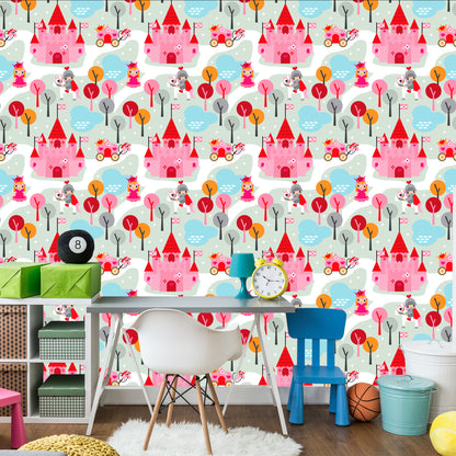 Wallpaper For Children. Princess. Knights. Castle. Horses