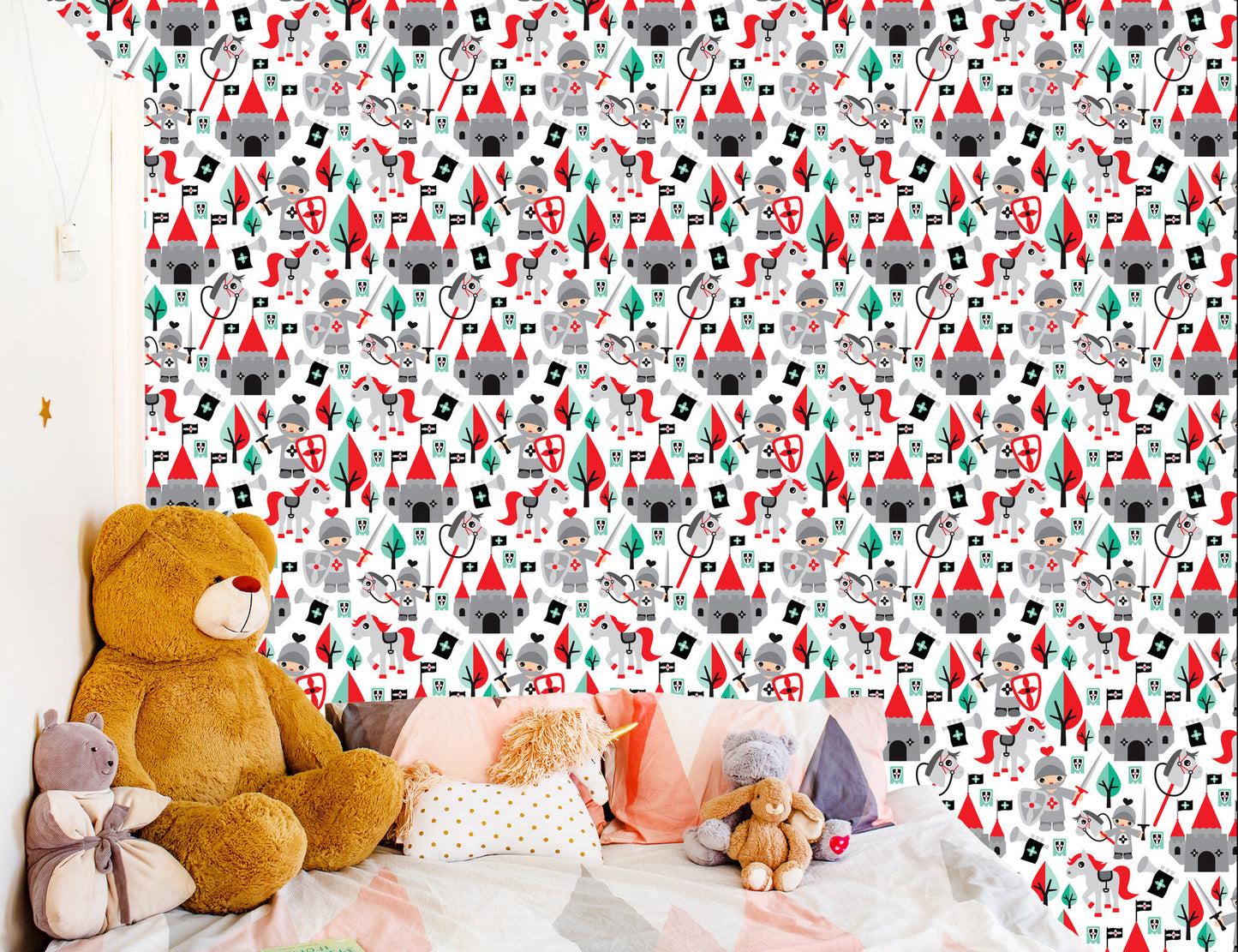Wallpaper Children's Fairy Tale Knights Horses Tree