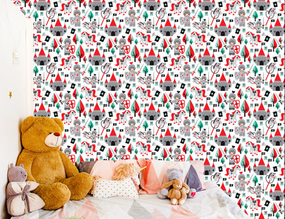 Wallpaper Children's Fairy Tale Knights Horses Tree